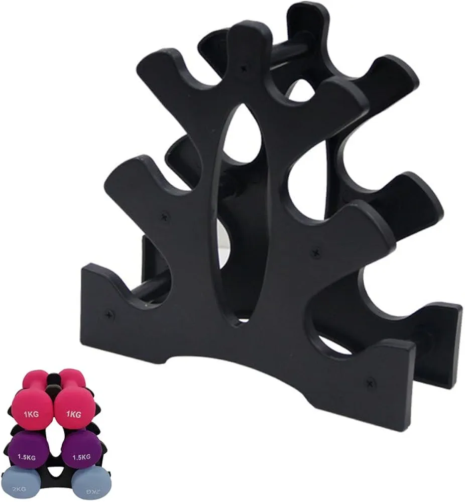 Neoprene Dumbbell Rack Hand Weights Bracket Display Storage Stand Organizer Lightweight Plastic Assemble 6 Position Holder for Hand Weight Dumbbells 1LB-32LB Gym Fitness
