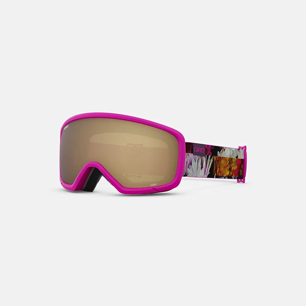 Giro Stomp Kids Ski Goggles - Snowboard Goggles for Youth, Boys & Girls - Flower Data Mosh Strap with Amber Rose Lens