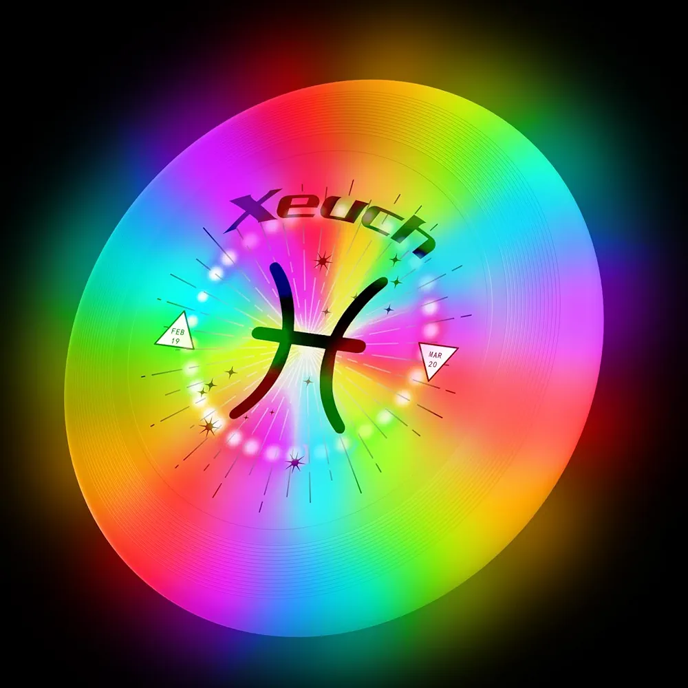 Flying Disc, Glow Frisbee with 30 RGB LEDs, 16 Light Modes and 4 Brightness, 6-Hour Playtime, Built-in Timer & Sensor, 175g - Christmas, Birthdays Gifts for Men/Boys/Teens/Kids -Pisces