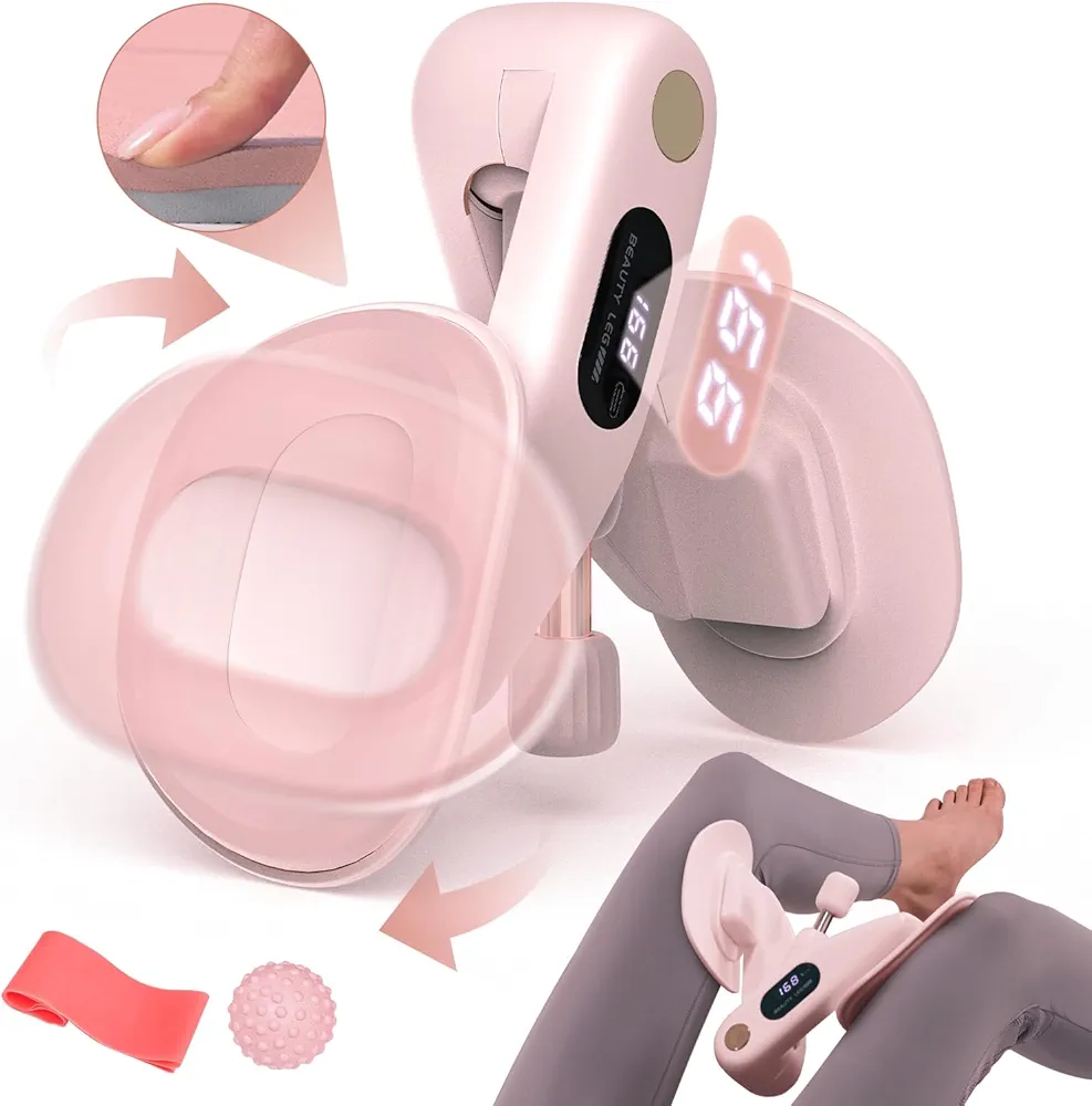 Thigh Master Hip Trainer, VANiGO Kegel Exerciser for Pelvic Floor Muscle Inner Thigh Exerciser with Resistance Band Massage Ball for Home Workout Postpartum Rehabilitation Glutes Booty Arms Back