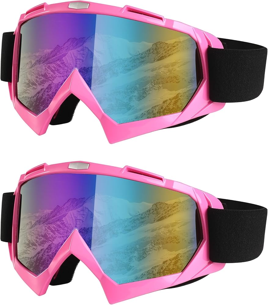Ski Goggles-2 Pack Over Glasses Snow Snowboard Goggles- Anti-fog Anti-UV Protection Wide View for Men Women Adult