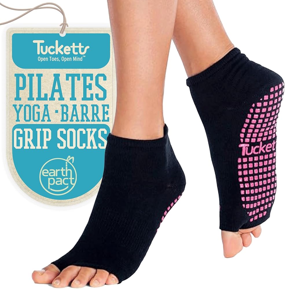 Tucketts Anklet Toeless Non-slip Grip Socks - Cotton Socks for Yoga, Barre, Pilates, Dance, Ballet - Size 5-13