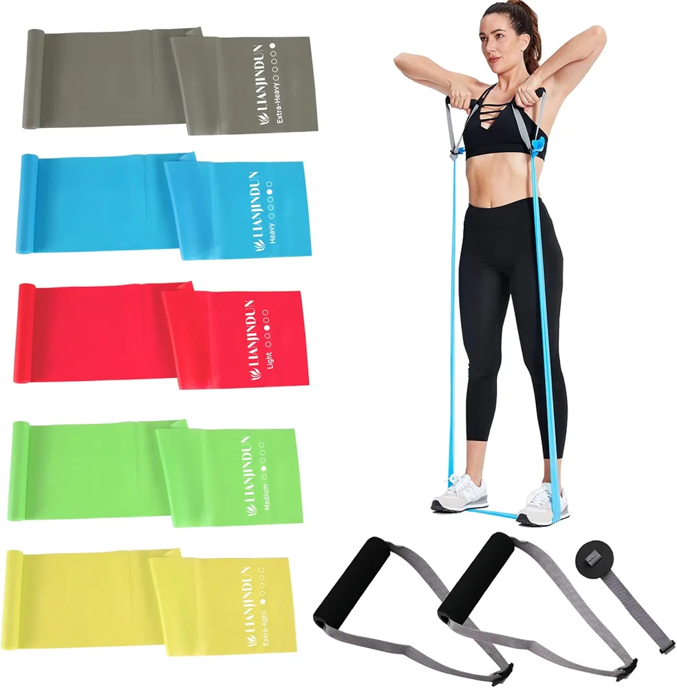 Professional Resistance Bands. Latex-Free, Work Out Bands, Stretch Bands for Working Out Women or Men, Exercise Bands Set for Physical Therapy (Colour Set (5-30lbs) - Includes Accessories)