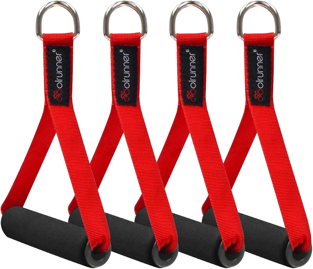Coolrunner 2 Pair Resistance Band Handles Grips Fitness Strap Wide Design Heavy Duty Cable Handles with Solid ABS Cores, Heavy Gauge Welded D-Rings (4-Piece Set)