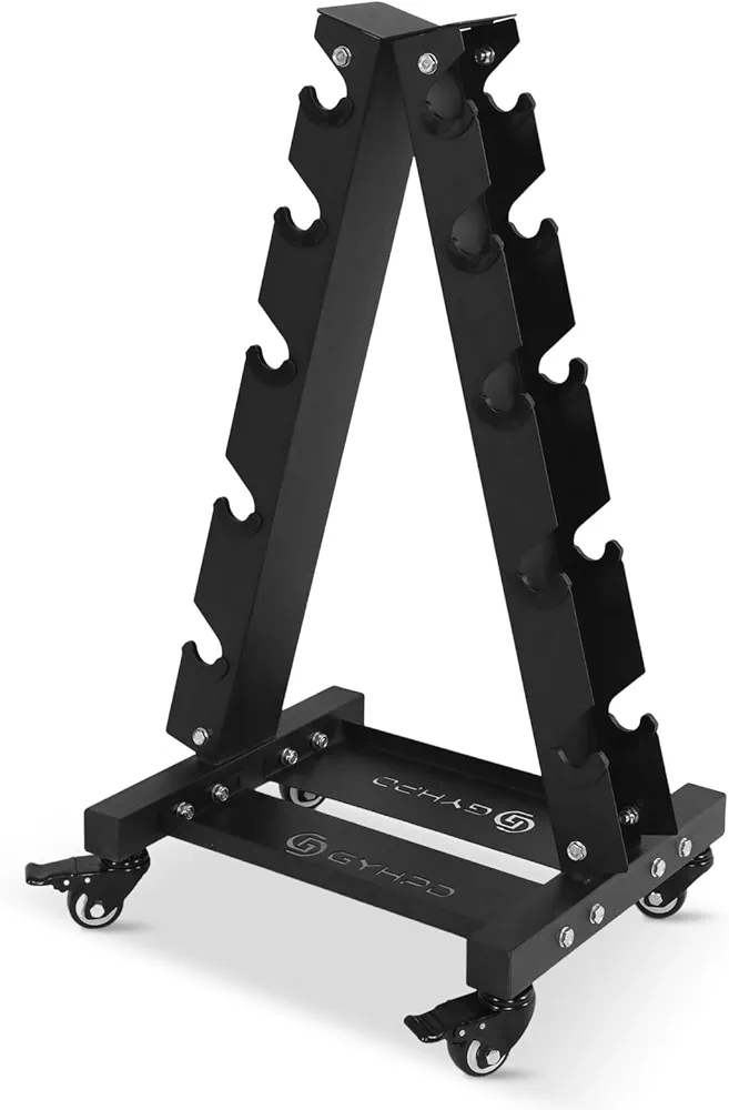 A-Frame Dumbbell Rack Stand, GYHPD 700LBS Weight Capacity Dumbbell Weight Rack with Optional Tray and Wheel, 5 Tier Weight Storage Organizer Rack for Dumbbell Set, for Home Gym Workout Station
