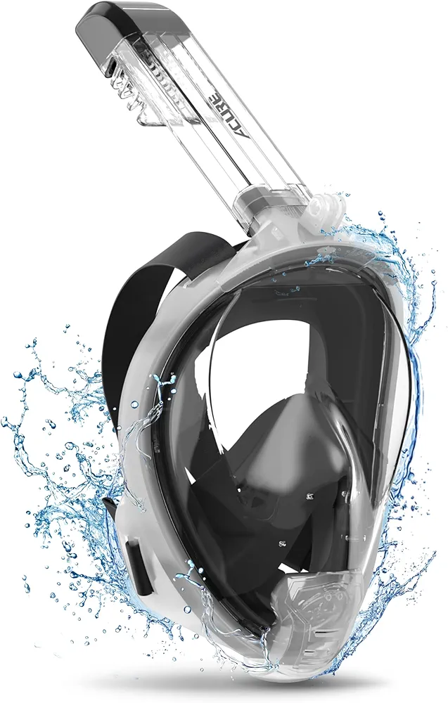 ACURE Full Face Snorkel Mask for Adult, SN04 Snorkeling Mask with Detachable Camera Mount, Dual Anti-Fog Design & Upgraded Breathing System & Anti-Leak & 180° Wide View for Adults Youth