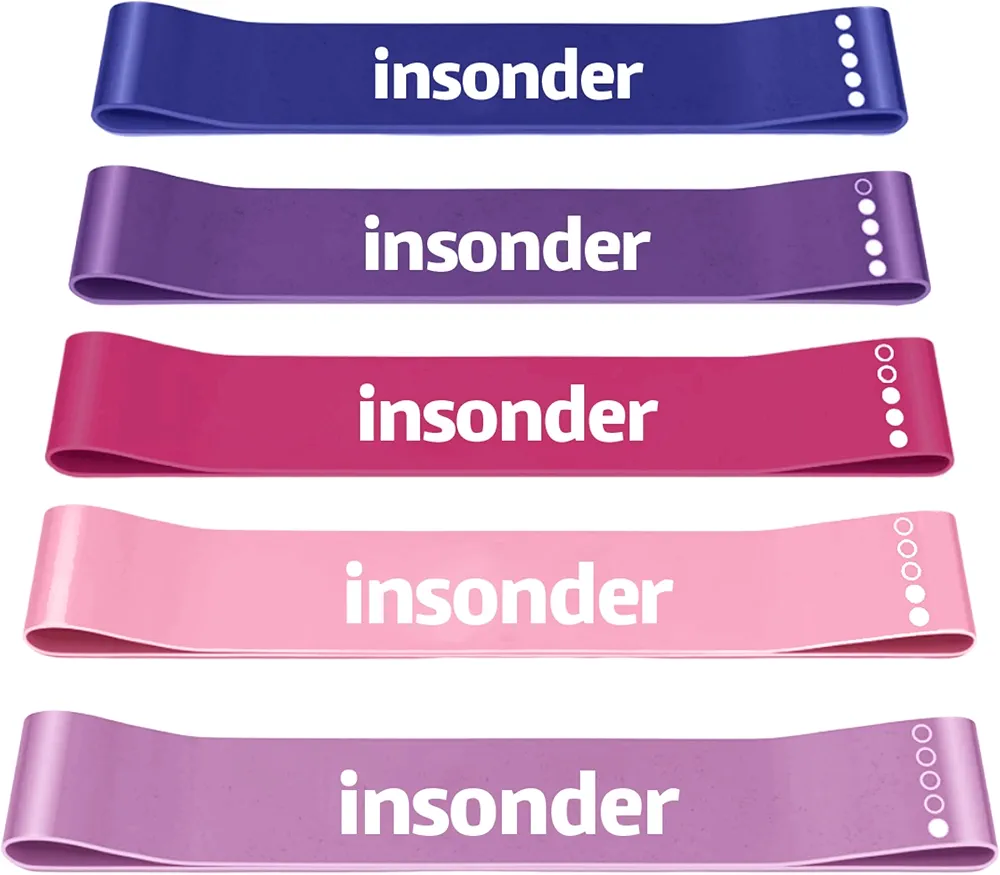 Resistance Band Set of 5 - Resistance Bands for Working Out - Exercise Bands Resistance - Workout Bands & Elastic Band - Stretch Bands for Exercise - Fitness Bands, Booty Bands Leg Exercise