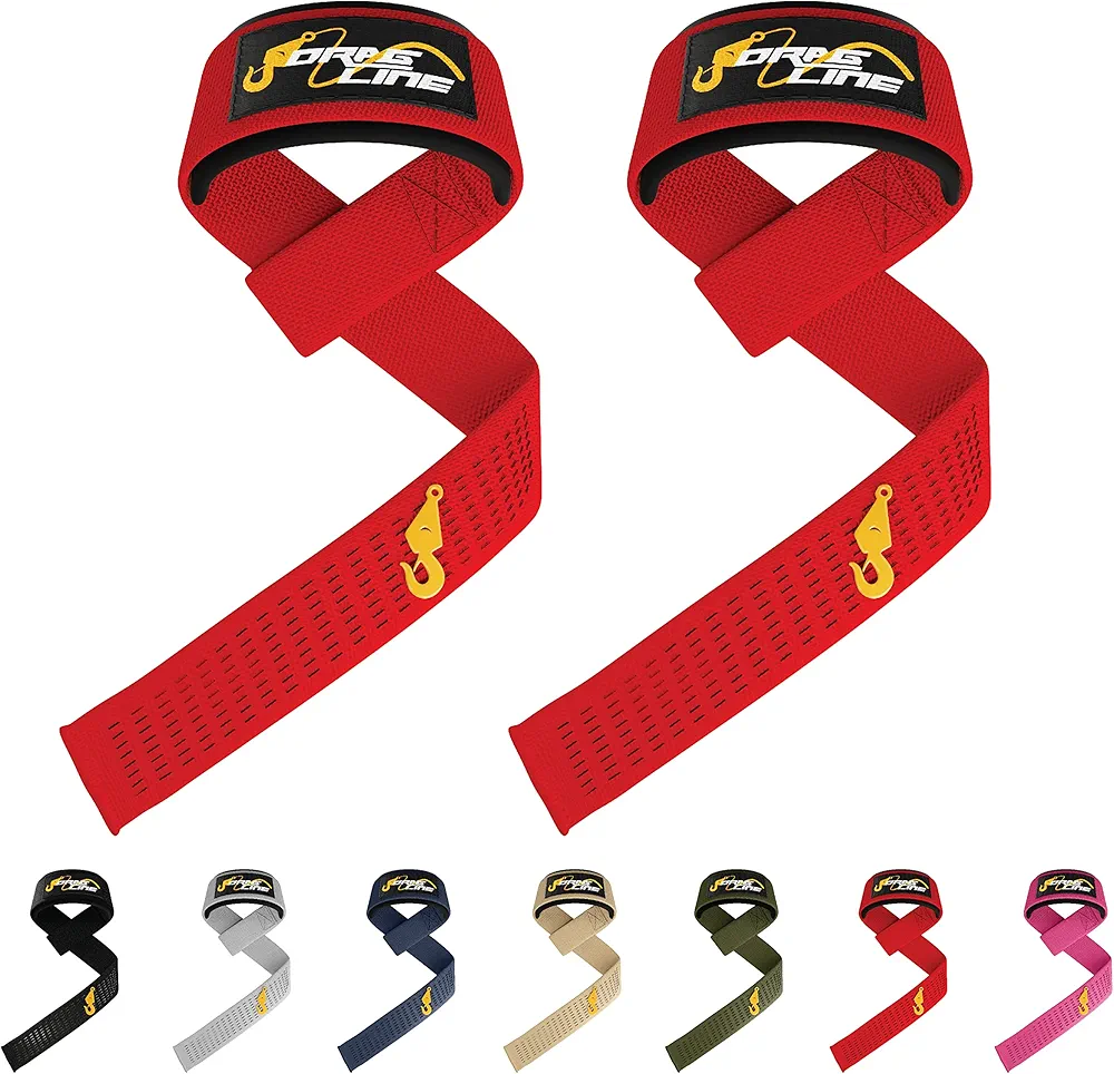 Dragline Lifting Straps, Wrist Straps for Weightliftig, Lifting Straps for Weighlifting, Deadlift Straps with Anti-Skid Silicone Gym Straps Weight Lifting Straps for Men and Women (Red)