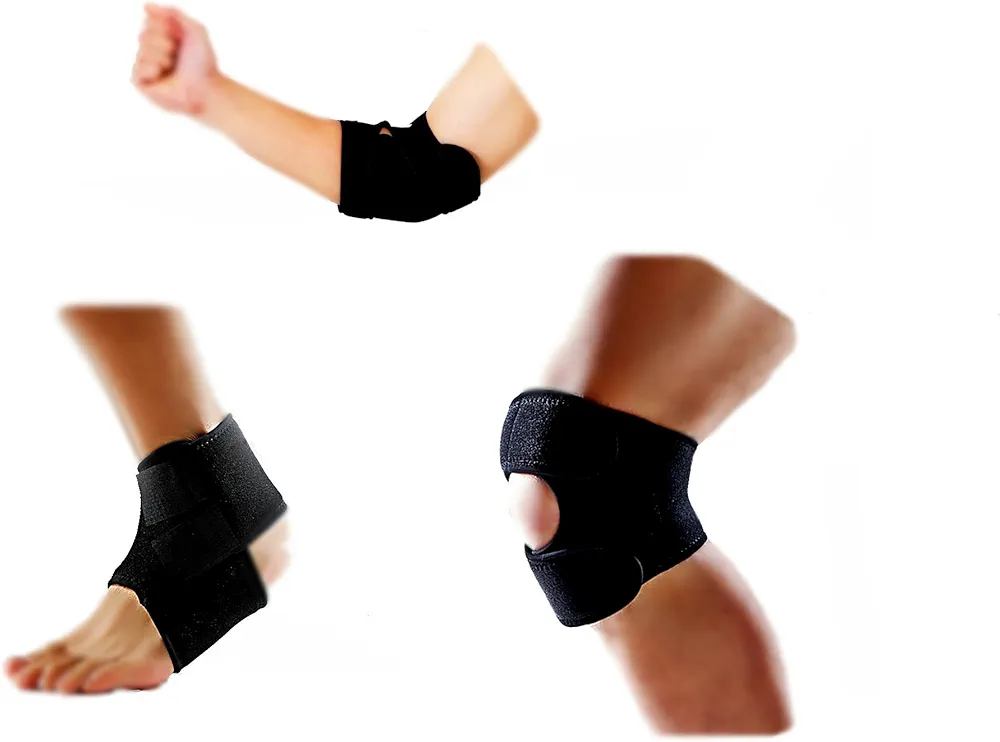 1 Elbow Brace Strap, 1 Lightweight Knee Brace Strap, and 1 Ankle Strap (ST6) for Home, Gym, Fitness, Sports, and Weight Lifting