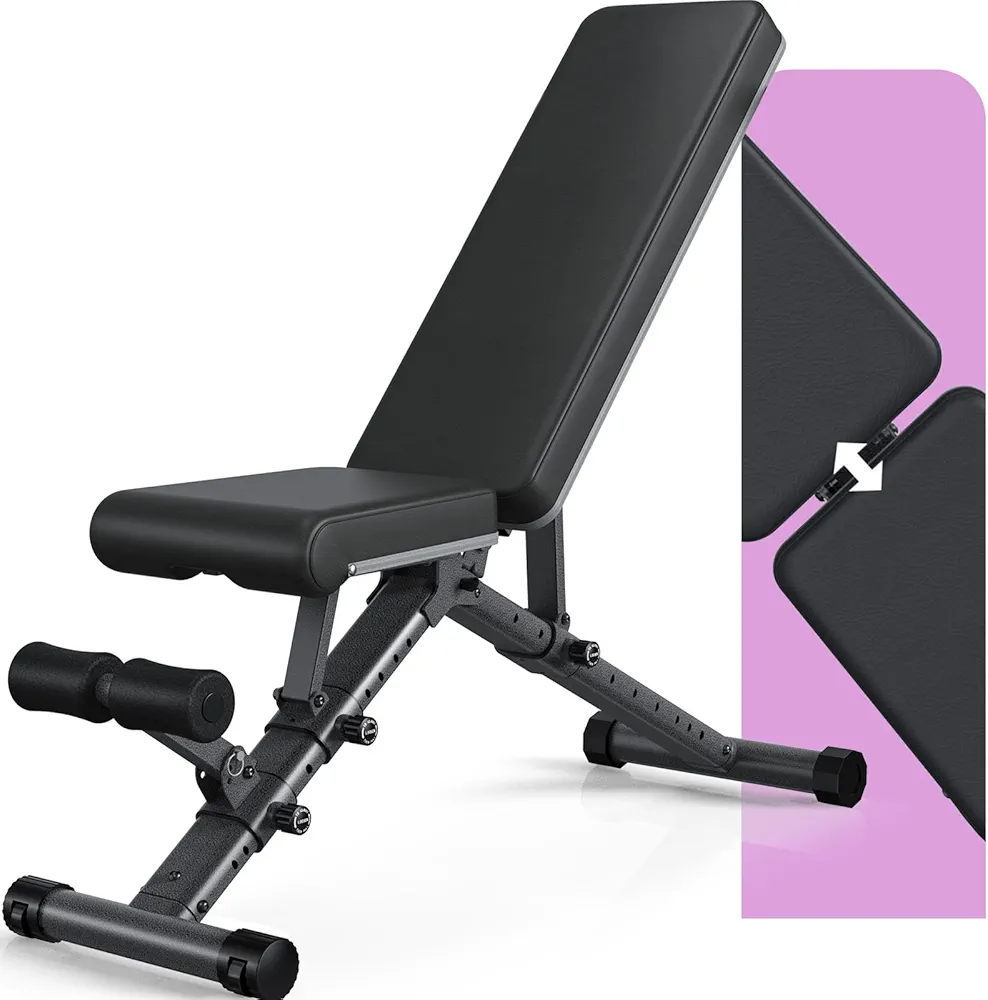 Weight Bench for Home Gym - Adjustable Workout Bench for Full Body Exercise, Incline Decline Bench with Fully Upright Backrest, Adjustable Seat Cushion for Seamless Lumbar Support,800lbs