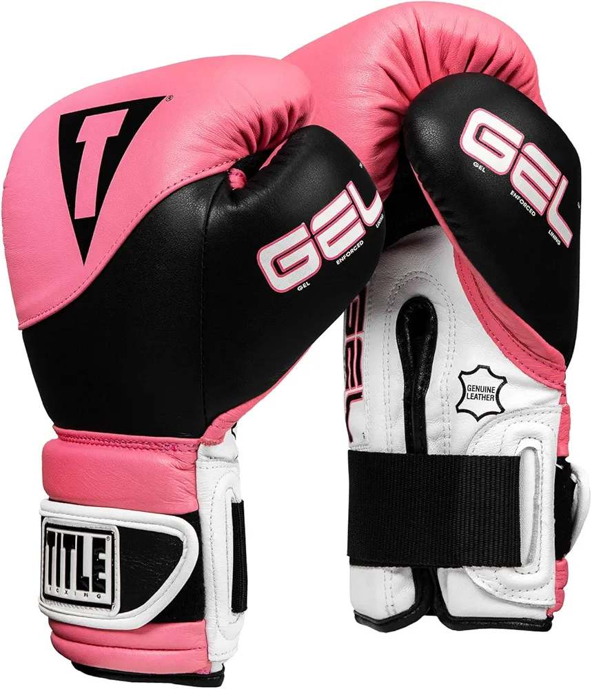 Title Boxing Gel Suspense Training Gloves, Pink/Black, 16 oz