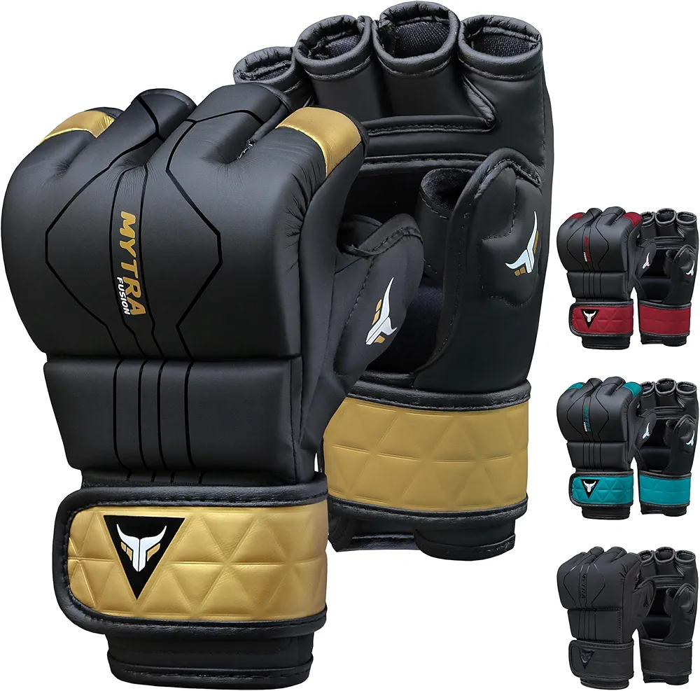 Mytra Fusion MMA Gloves with Open Ventilated Palm Sparring Gloves Kickboxing, Grappling, Training, Cage Fighting Mixed Martial Arts Gloves