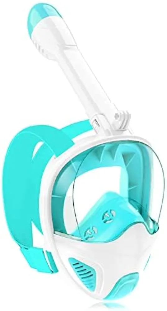 Full Face Snorkel Mask for Adults Teen, Snorkeling Gear with Detachable Camera Mount,Panoramic 180° View, Anti-Fog Anti-Leak Snorkling Set for Man and Women (Green)