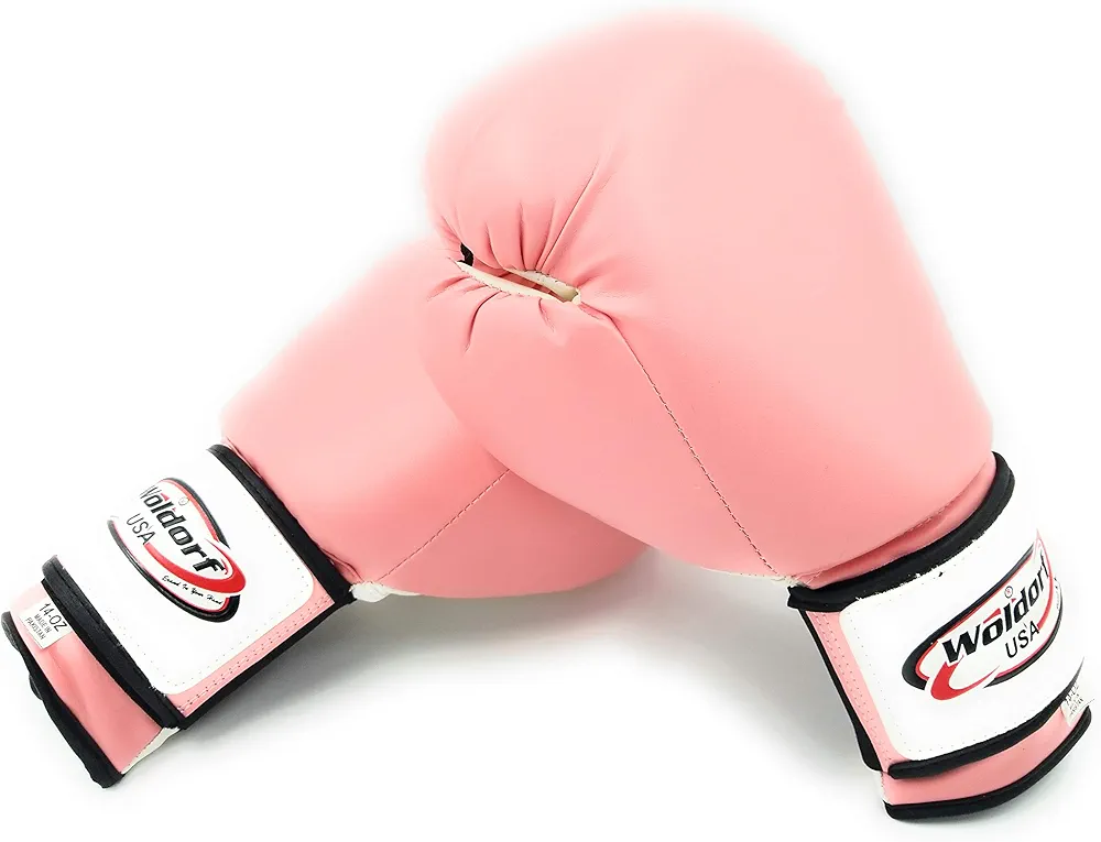 Pink Boxing Gloves for Men and Women Heavy Essential Gel Boxing Punching Bag Gloves Kickboxing Sparring MMA Muay Thai Training Gloves Vinyl 12oz