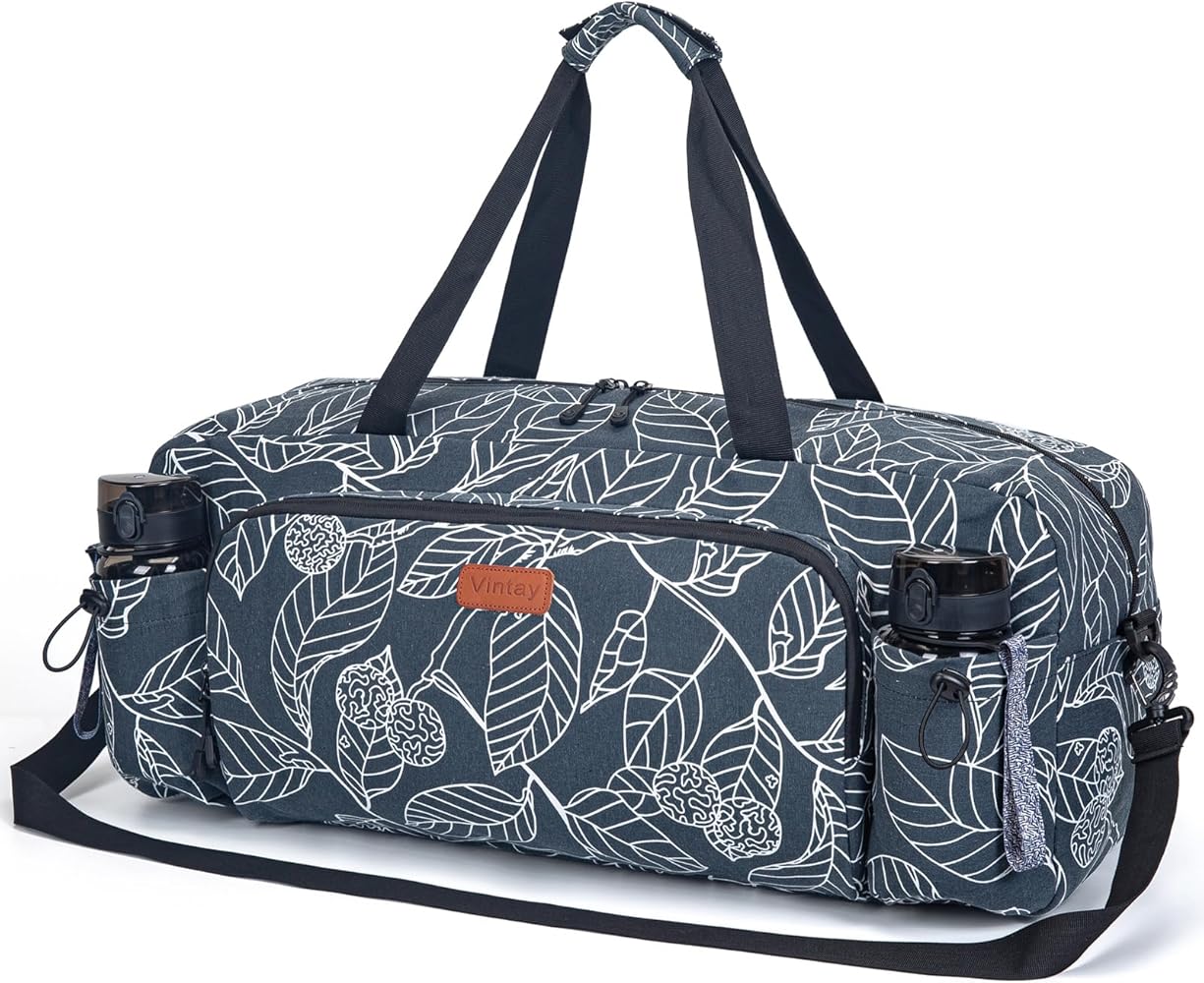 Gym Bag for Women Men, Yoga Mat Bag with Water Bottle Pocket and Wet Pocket, Travel Duffel Tote Bag for Plane, Workout, Swimming, Weekend Overnight Bag Carry on Bag Hospital Holdalls