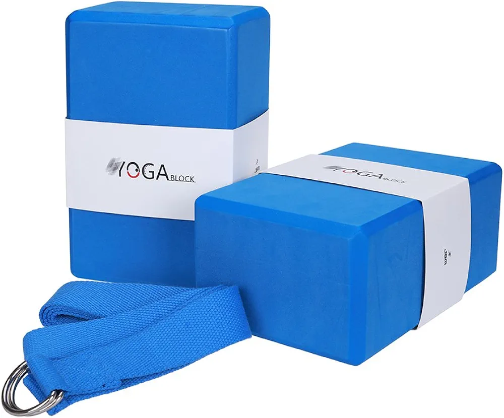 JBM 2 Pack Yoga Blocks with Strap, High Density Yoga Bricks for Support and Deepening Poses
