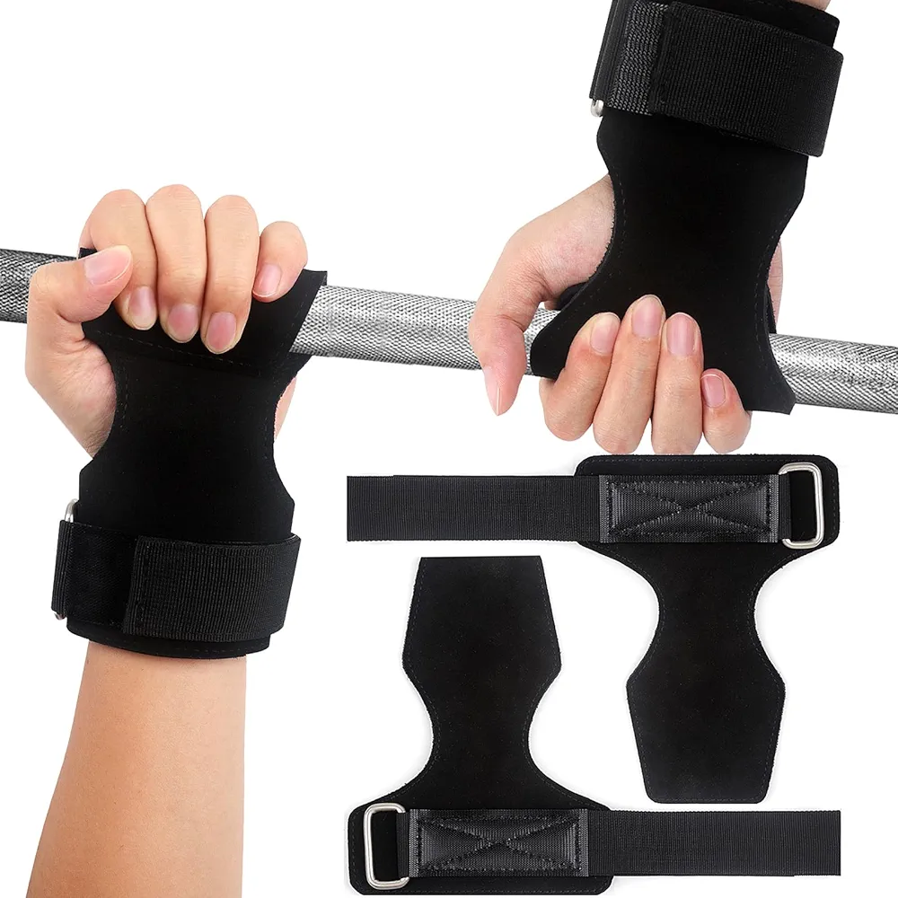 Weight Lifting Strap, Double Layer Leather Lifting Straps Gym for Deadlift and Powerlifting, Weightlifting Wrist Strap for Enhance Grip, Added Security, Adjustable Wrist Wraps for Men/Women(Pair)