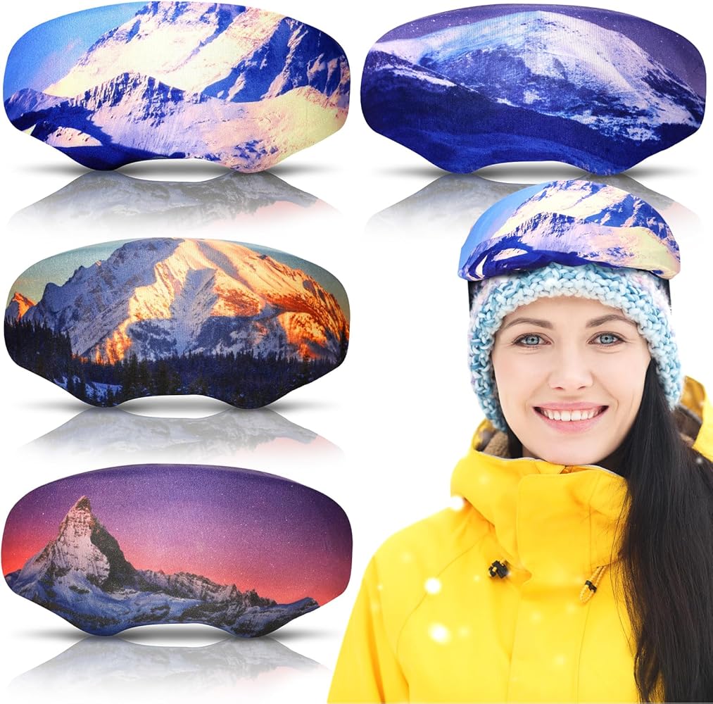 Kanayu 4 Pcs Ski Goggle Cover Sleeve Snowboard Goggle Protection Scratch Protect Goggle Cover for Ski Lovers Gift(Scenery)