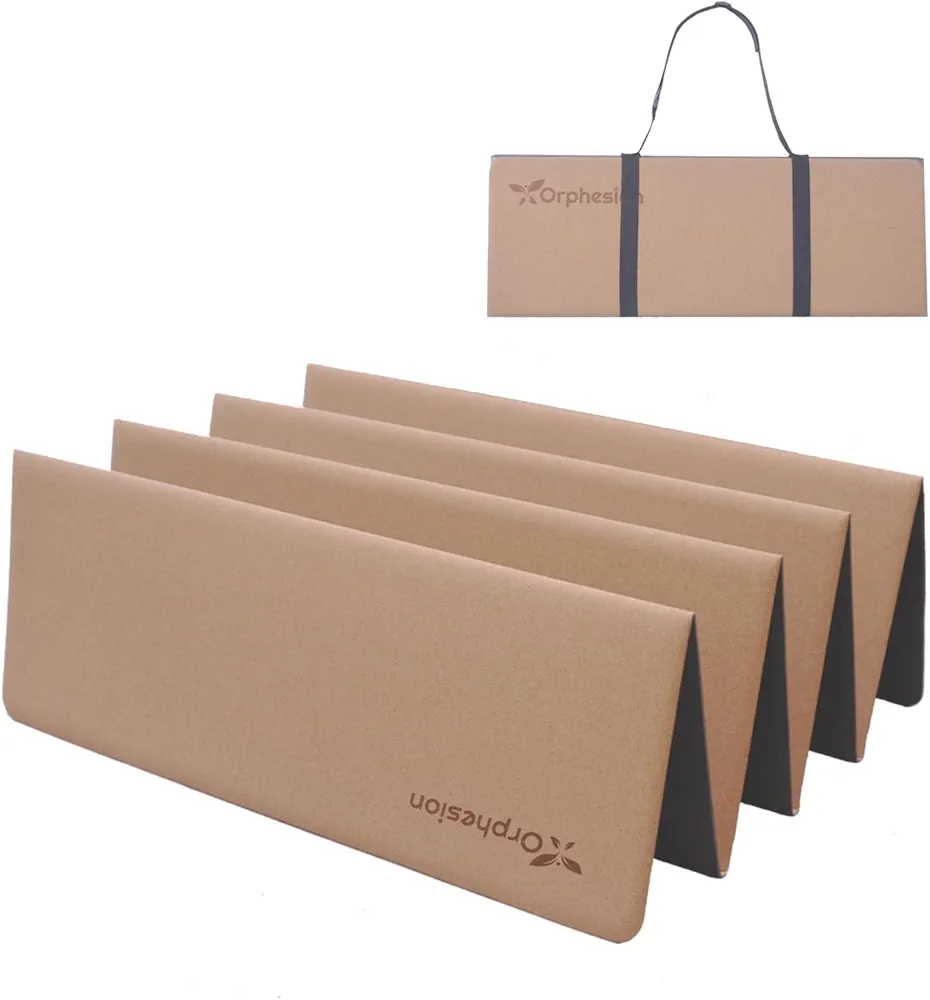 Foldable Yoga Mat Lightweight Packable Travel Mat Non slip Folding Exercise Mat Easy to Store Pilates Workout Mat 0.24"(6mm) with Carrying Strap
