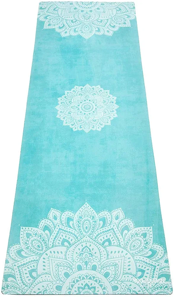YOGA DESIGN LAB | Travel Yoga Mat | 2-in-1 Mat+Towel | Lightweight, Foldable, Eco Luxury | Ideal for Hot Yoga, Bikram, Pilates, Barre, Sweat | 1.5mm Thick | Includes Carrying Strap!