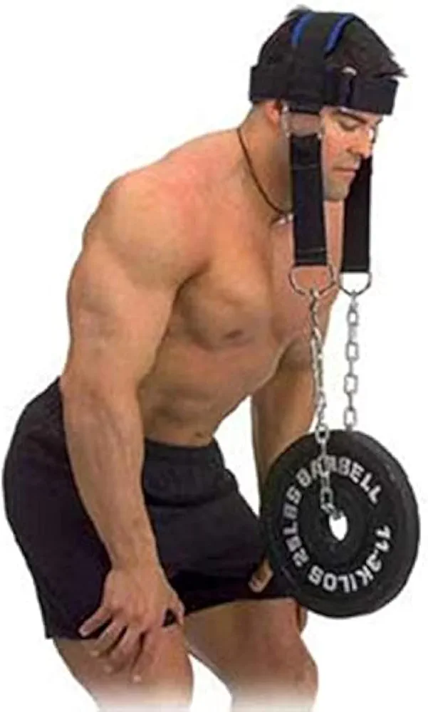 Fitness Neck Head Harness Neck Training Weight Lifting Strength Trainer With Adjustable Long Steel Chain and Strap Improve Muscle Strength Neck Exerciser