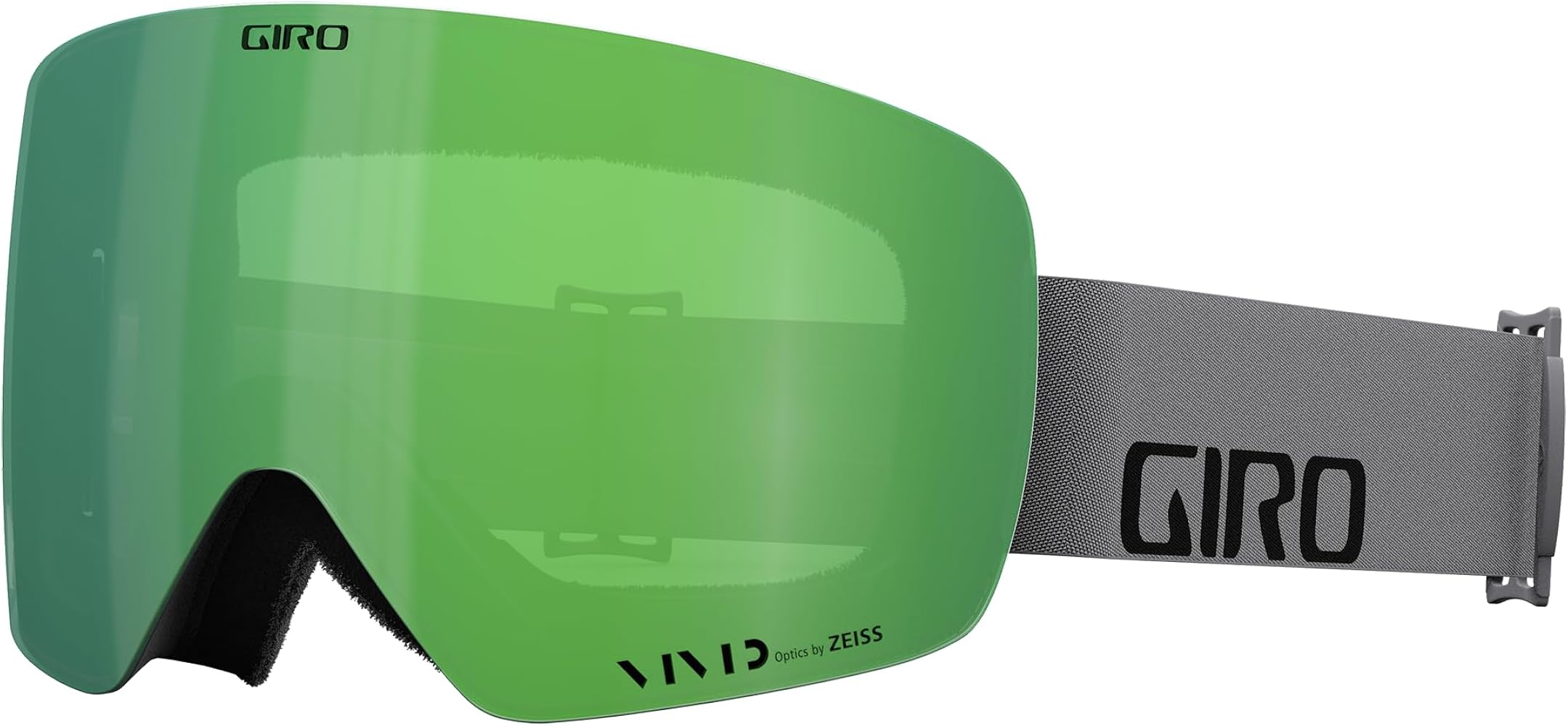 Giro Contour Ski Goggles - Snowboard Goggles for Men & Women - Grey Wordmark Strap with VIVID Emerald/VIVID Infrared Lenses