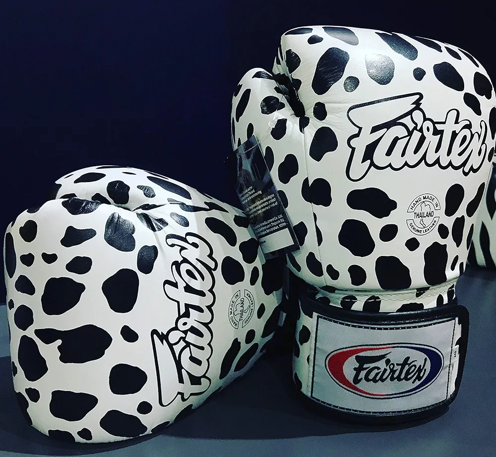 Fairtex Genuine Fancy Boxing Gloves White Dalmatian Design (10oz)