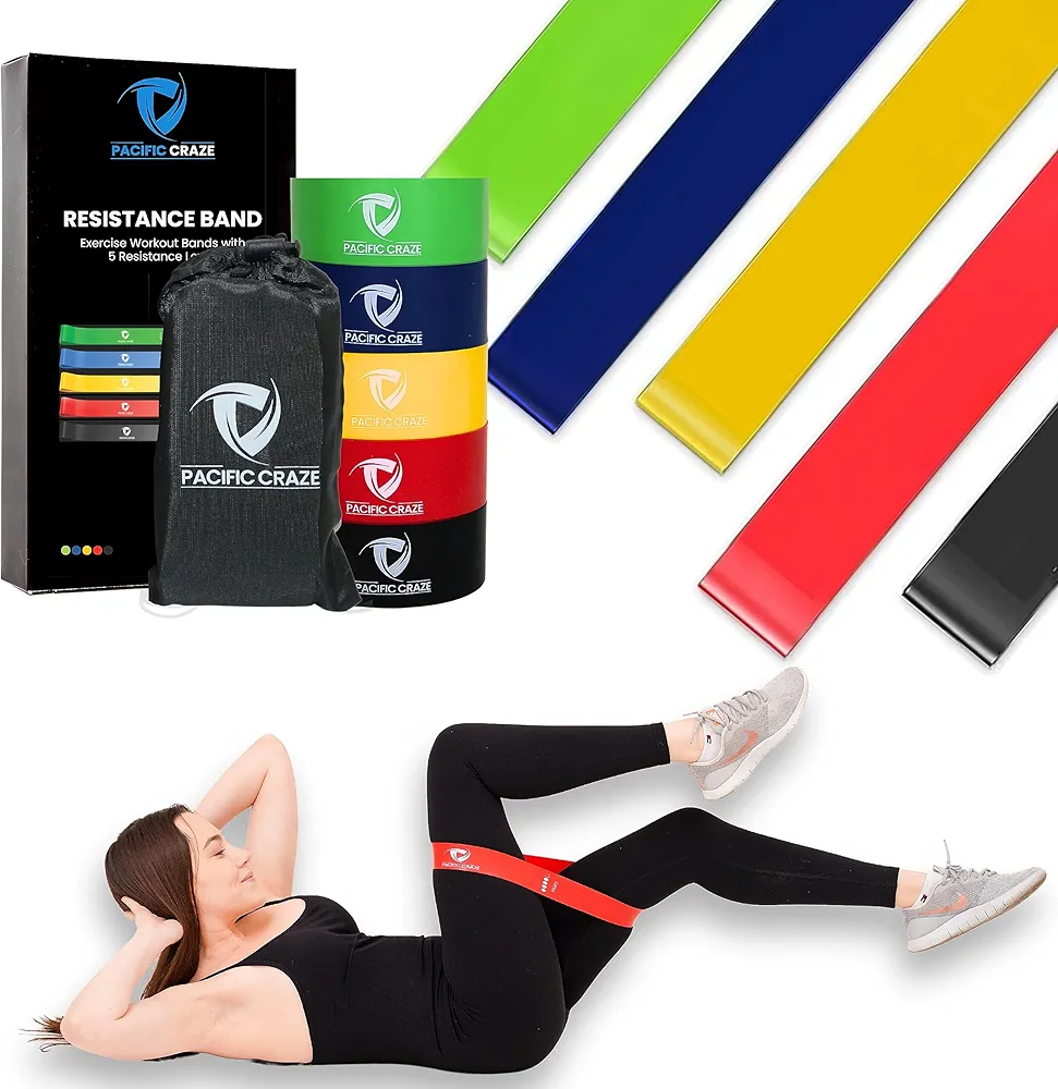 Pro Resistance Bands for Working Out Women (Set of 5) Workout Exercise Band for Men Body Stretching Home Gym Physical Therapy Durable Strength Bands
