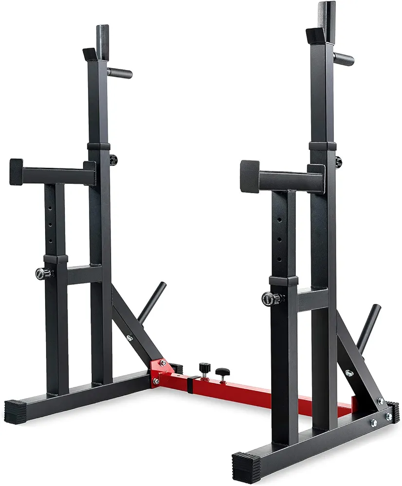 VANSWE Squat Rack for Home Gym, Weight Lifting Bench Press Rack, 550LBS Capacity Fitness Adjustable Barbell Rack (Black/Red Premium)