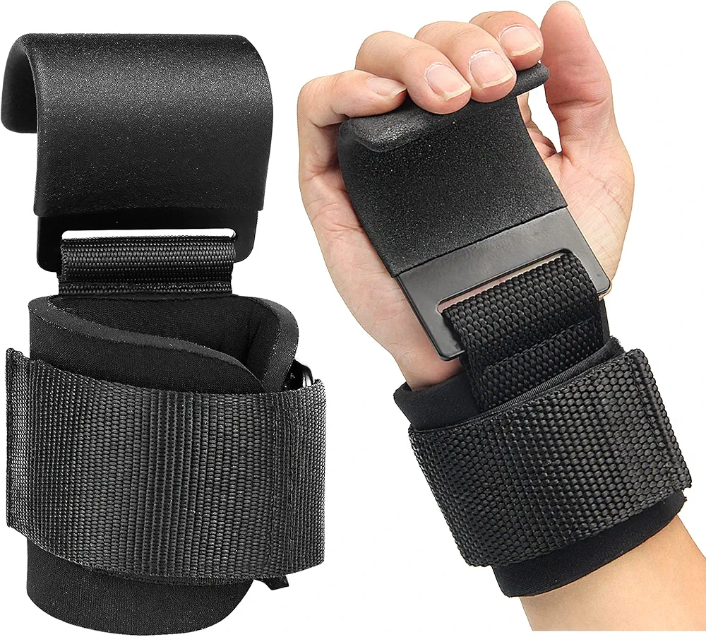2 Pcs Weight Lifting Hooks - Upgraded Heavy Duty Lifting Wrist Straps for Deadlift, Powerlift, Pull up bar, Liftups, Shrugs, Alternative in Fitness Gym Power Training, Not Scalable Hook