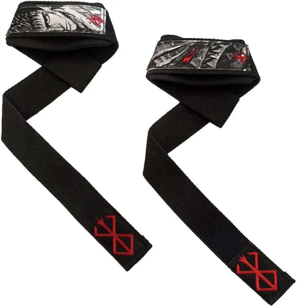 Anime Custom Lifting Straps - Non-Slip Gym Wrist Support for Deadlift, Powerlifting & Strength Training - Cool Anime Design for Fitness Enthusiasts and Anime Lovers, Men & Women, Berserk