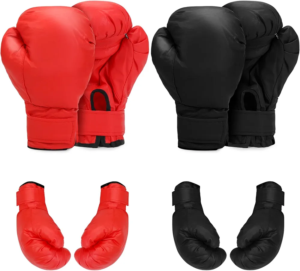 2 Pair Boxing Gloves for Men & Women, Boxing Training Gloves Suitable for Beginners & Kids, Shockproof Leather Sparring and Training Gloves Set