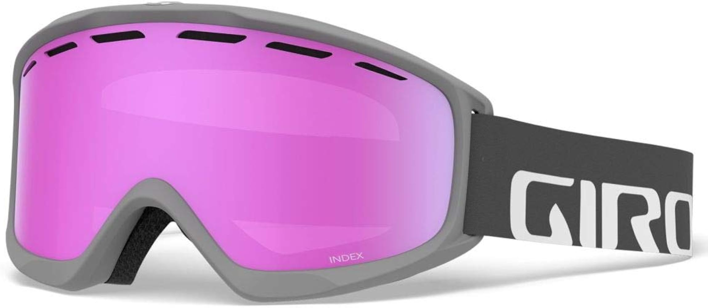Giro Index OTG Adult Snow Goggles - Titanium Wordmark Strap with Vivid Pink Lens (2021)