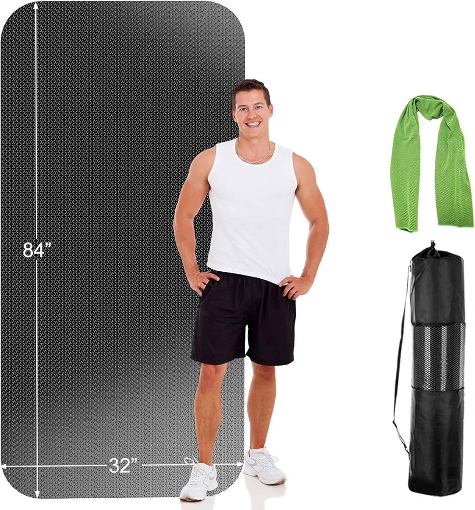 Extra Long And Wide Yoga Mat for Women And Men-84" x 32" With Bag & Towel,Workout Mats For Home GYM,Exercise Mats For Home Workout,Exercise Mats,GYM Mats For Home GYM,Pilates,Fitness,Barefoot