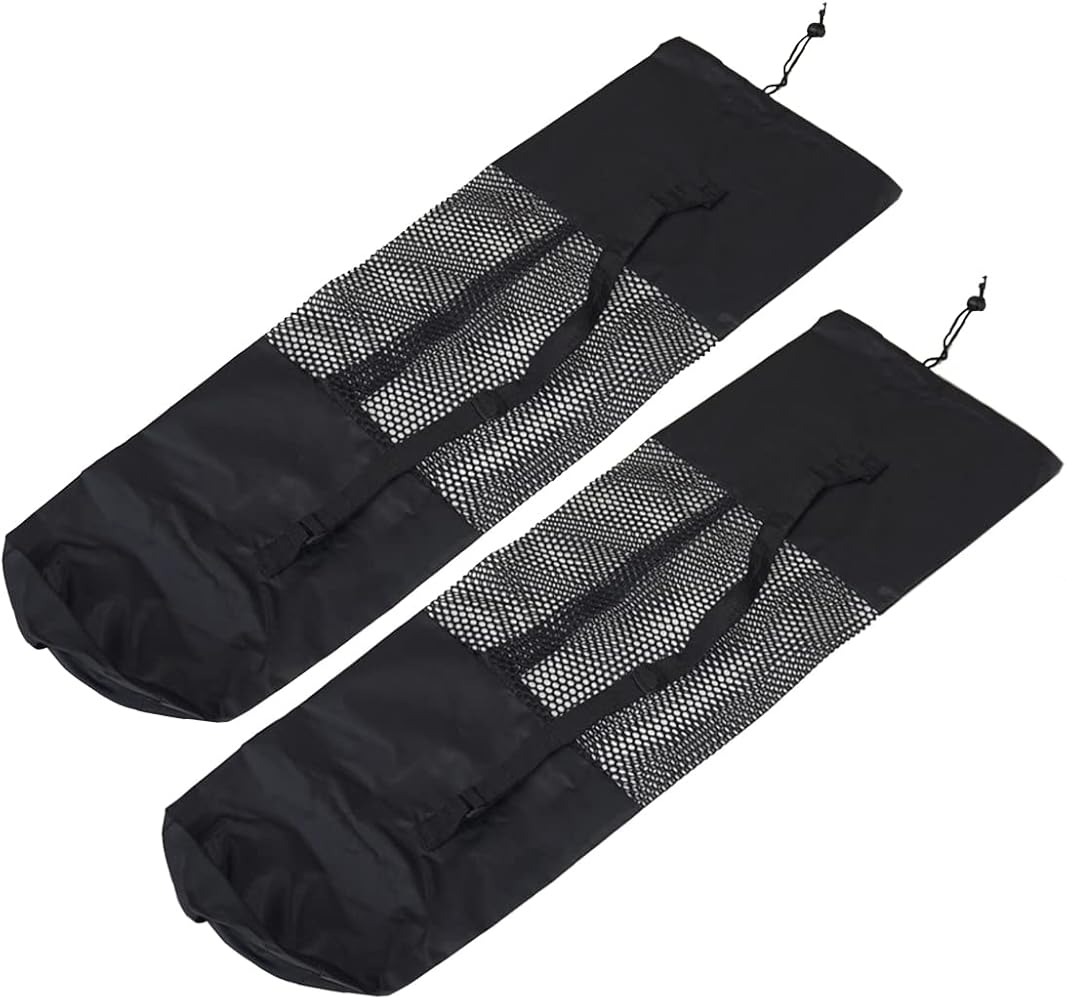 luzen 2Pcs Portable Yoga Mat Bag Exercise Yoga Mat Carry Mesh Bag with Adjustable Shoulder Strap Yoga Accessories for Women and Men, Black