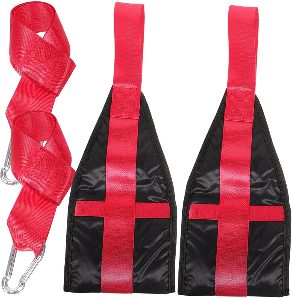 2pcs Portable Gym Strap Fitness Supply Ab Workout Belt Padded Workout Strap Daily Use Ab Strap Lifting Straps Portable Ab Strap Daily Use Workout Equipment Household Ab Strap Alloy