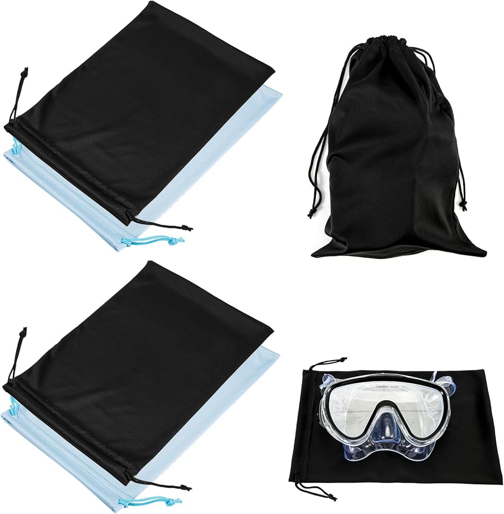 4pcs Goggle Pouch Bag, Microfiber Soft Ski Goggle Pouch with Drawstring Sunglasses Eyeglass Storage Bag for Snow Goggles Sunglasses Eyewear