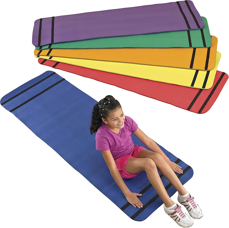 Sportime Curl Up Yoga Mats, Assorted Colors, Set of 6, 0.39 H x 72 L x 24.02 W
