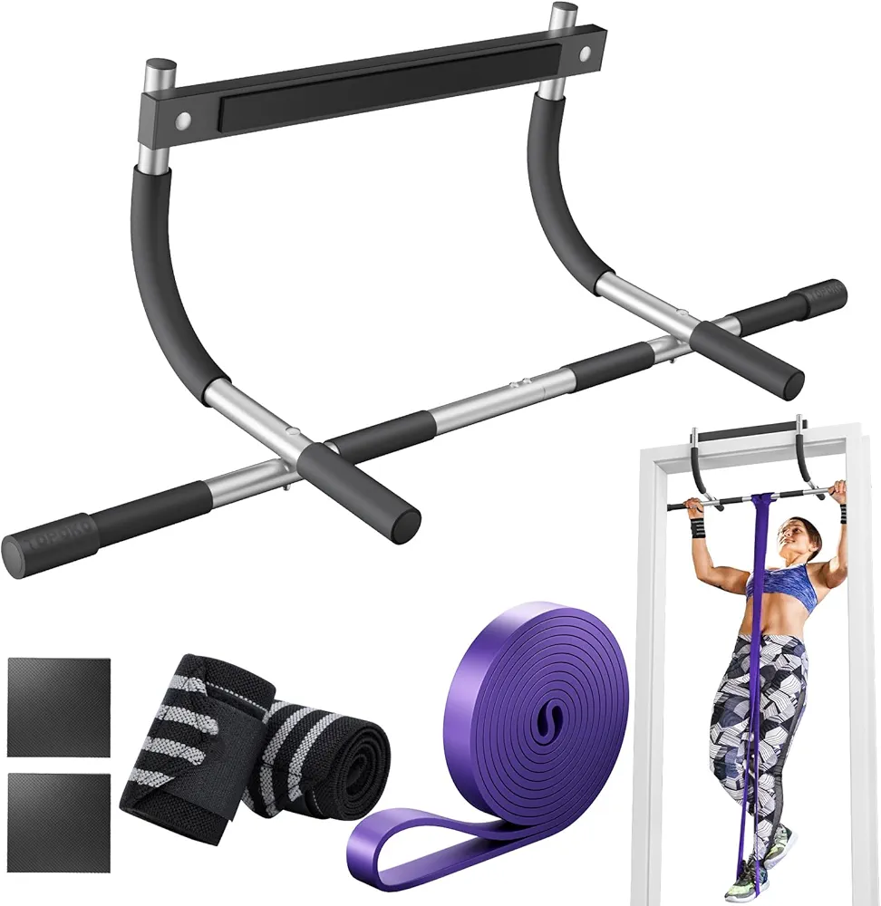 TOPOKO Upgrade Pull Up Bar for Doorway, Max Capacity 440 lbs Chin Up Bar, Portable Upper Body Workout Bar, Strength Training Door Frame Pull-up Bars, Hanging Bar for Exercise, Pullup Bars for Home