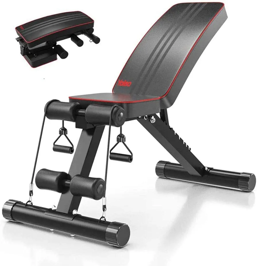 Adjustable Weight Bench for Full Body Workout, Foldable Workout Bench for Home Gym Exercise Equipment Body Gym System, Multi-Purpose Sit up Bench Portable Exercise Bench