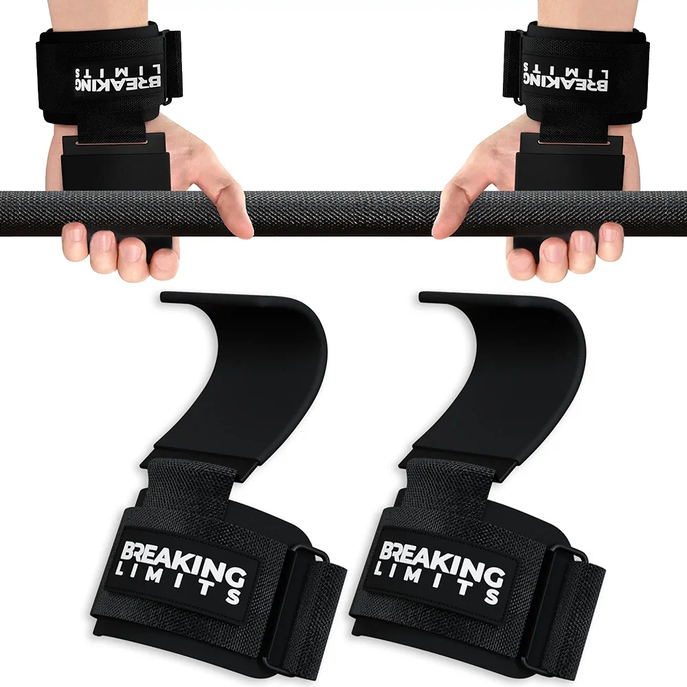 Breaking Limits Lifting Hooks for Weight Lifting (Pair) - Wrist Hooks for Weightlifting, Gym, Deadlifts & Pull-Ups– Hook Lifting Straps - Hook Grips for Men & Women
