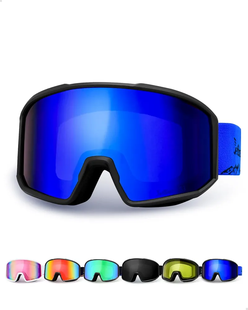 Unisex OTG Ski Goggles for Glasses Wearers Snow Goggles Anti Fog Snowboard Goggles for Skiing Compatible Helmet