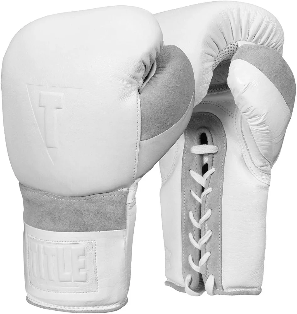 TITLE Boxing White Lace Sparring Gloves 2.0, White, 16 oz - Lace Up Boxing Glove, Boxing Sparring Gloves, Boxing Training Gloves, Boxing Bag Gloves, Boxing Gloves, Professional Boxing Glove