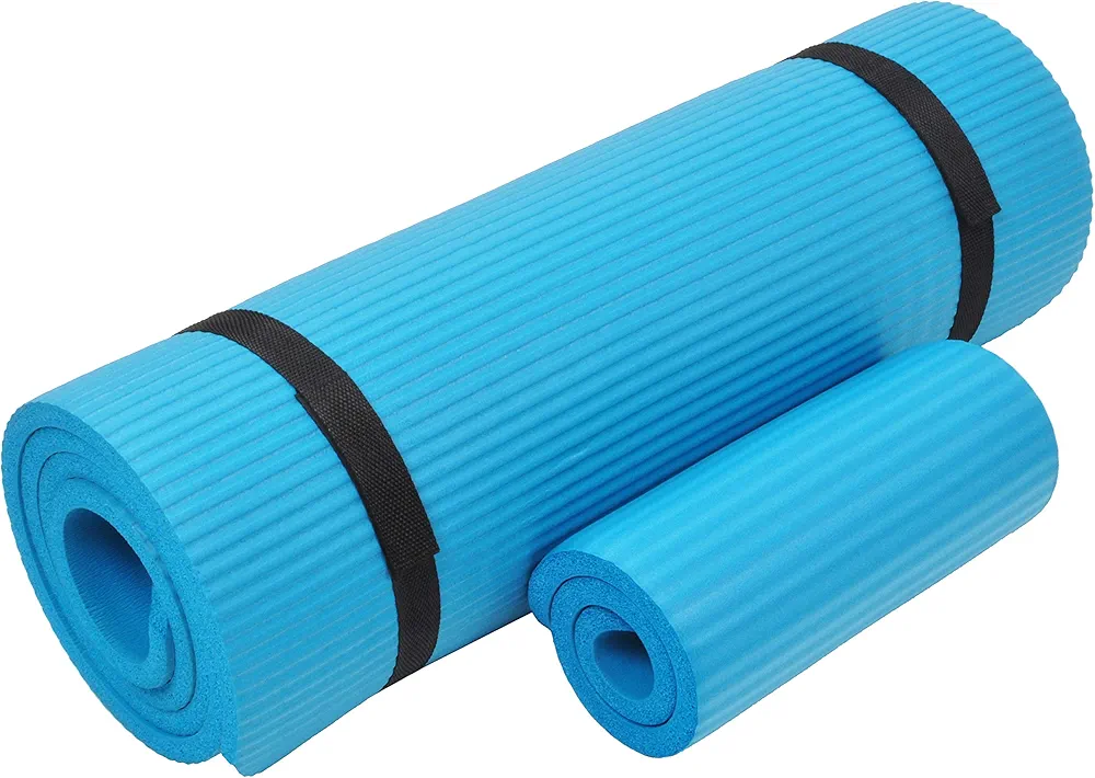 1/2-Inch Extra Thick High Density Anti-Tear Exercise Yoga Mat with Knee Pad and Carrying Strap, Multiple Colors