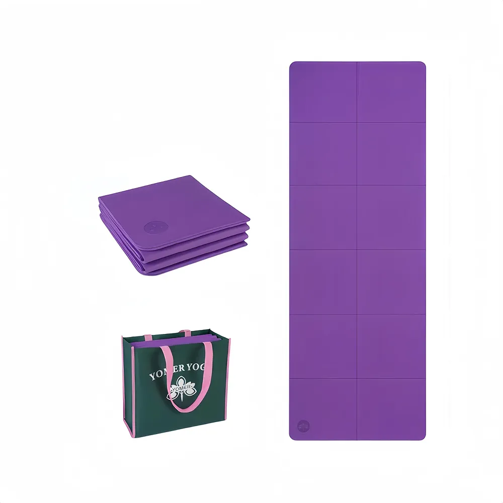 Yoga Mat 1/4-Inch Thick Folding Yoga Travel Mat TPE Eco-friendly High Density Anti-Tear Non-Slip Exercise & Fitness Mat, Foldable Easy Multipurpose Exercise Mat for Pilates, Home Workout etc