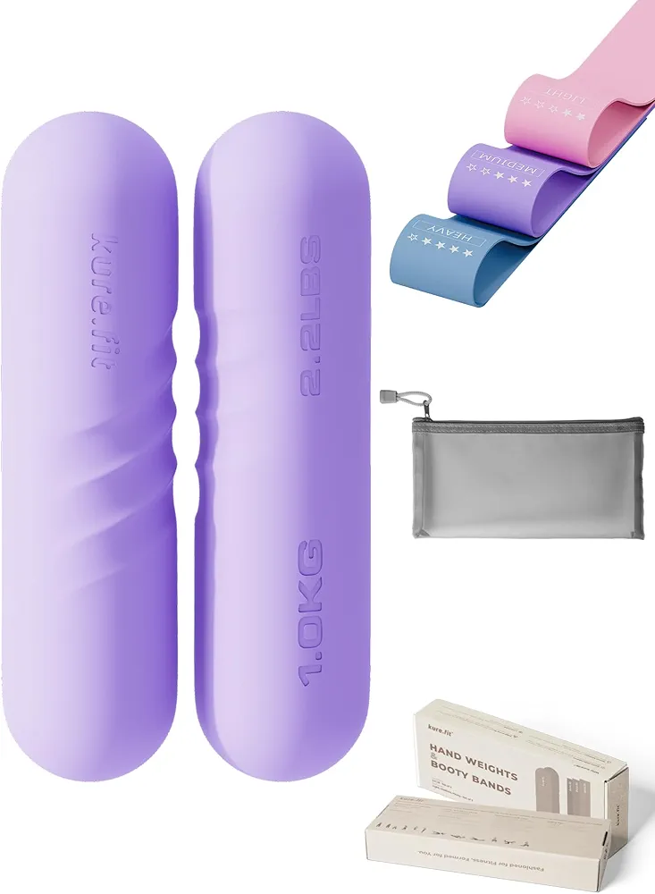 Hand Weight Bars for Women (2.2 LB) | Resistance Booty Bands | Pilates, Yoga, Dance, Aerobics, Running, Cardio, Gym, Strength Training | Non-Slip | Portable Dumbbells | Women & Men