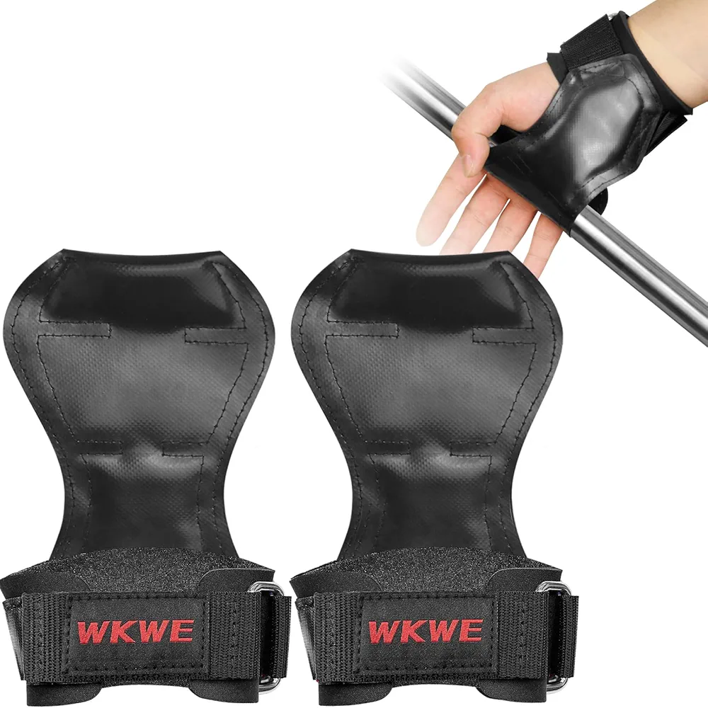 Weight Lifting Wrist Grips (Pair) for Heavy Duty Straps Powerlifting, Deadlifts, Pull Ups with Adjustable Neoprene Padded Wrist Hooks Wraps Support