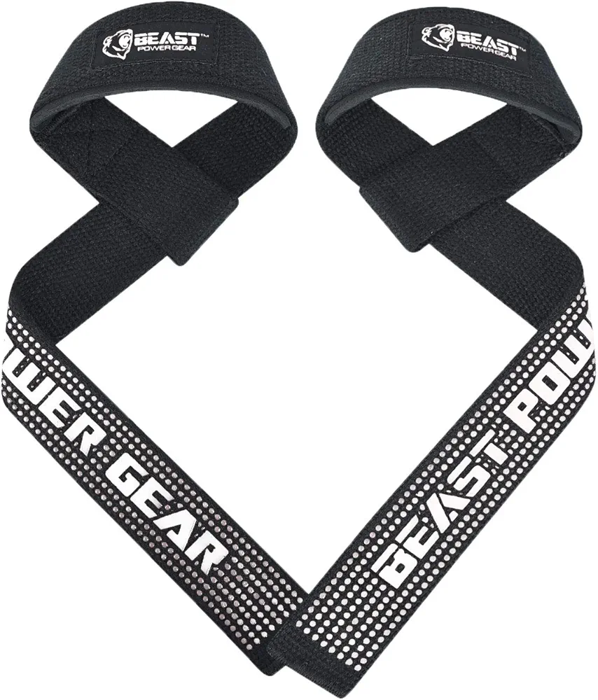 Lifting Straps for Weightlifting - Deadlift Strap Cotton Padded, Silicone Grip & Plain Wrist Straps for Powerlifting, Bodybuilding, Strength Training (Pair)