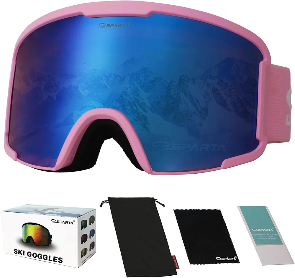 Adult Ski Goggles- Helmet Compatible Ski Goggles for Men & Women with 100% UV Protection