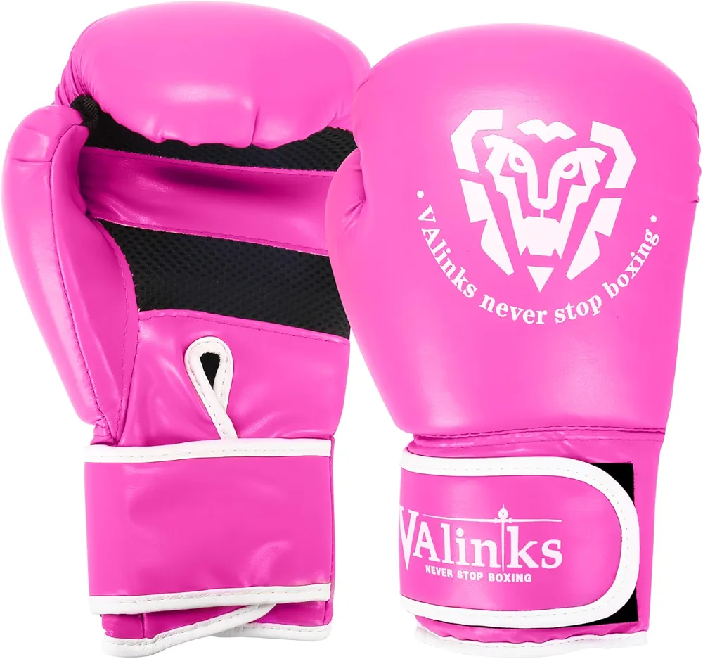Pink Boxing Training Gloves for Women 10 OZ Boxing Fight Gloves Pink Boxing Gloves PU Leather Muay Thai Training Sparring Fighting Kickboxing Class for Ladies Girls